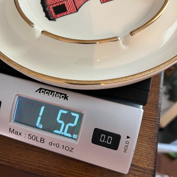 Vintage Burns Brick Ceramic Ashtray White With Gold Trim Build Better Buildings - Picture 6 of 6